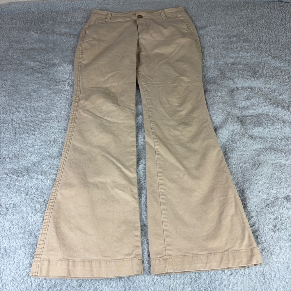 Old Navy Khaki Boot-Cut Pants Womens 4 Regular Tan Mid Rise Chino Trousers